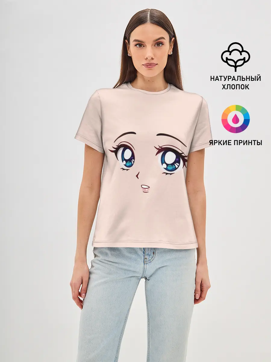 Женская базовая футболка / Surprised anime face