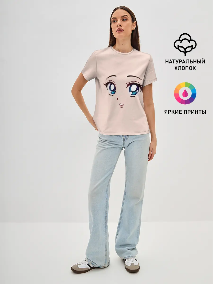 Женская базовая футболка / Surprised anime face
