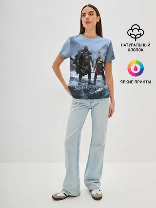 Женская базовая футболка / Кратос и Атрей Рагнарек