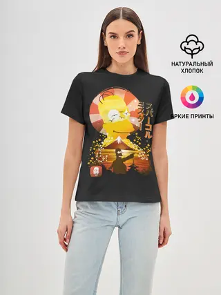 Женская базовая футболка / Гомер в азии