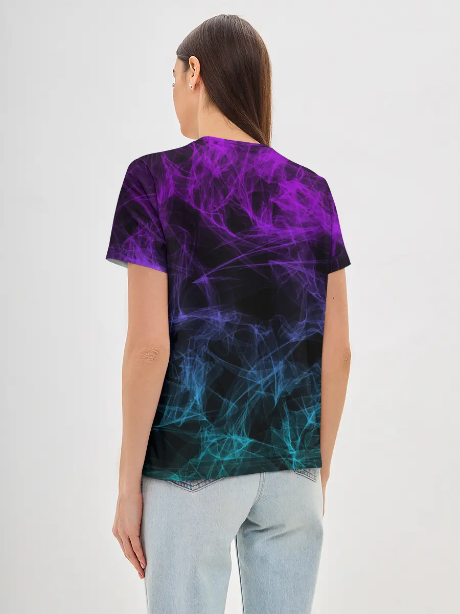 Женская базовая футболка / NEON SMOKES STRIPES | НЕОНОВЫЕ ВОЛНЫ