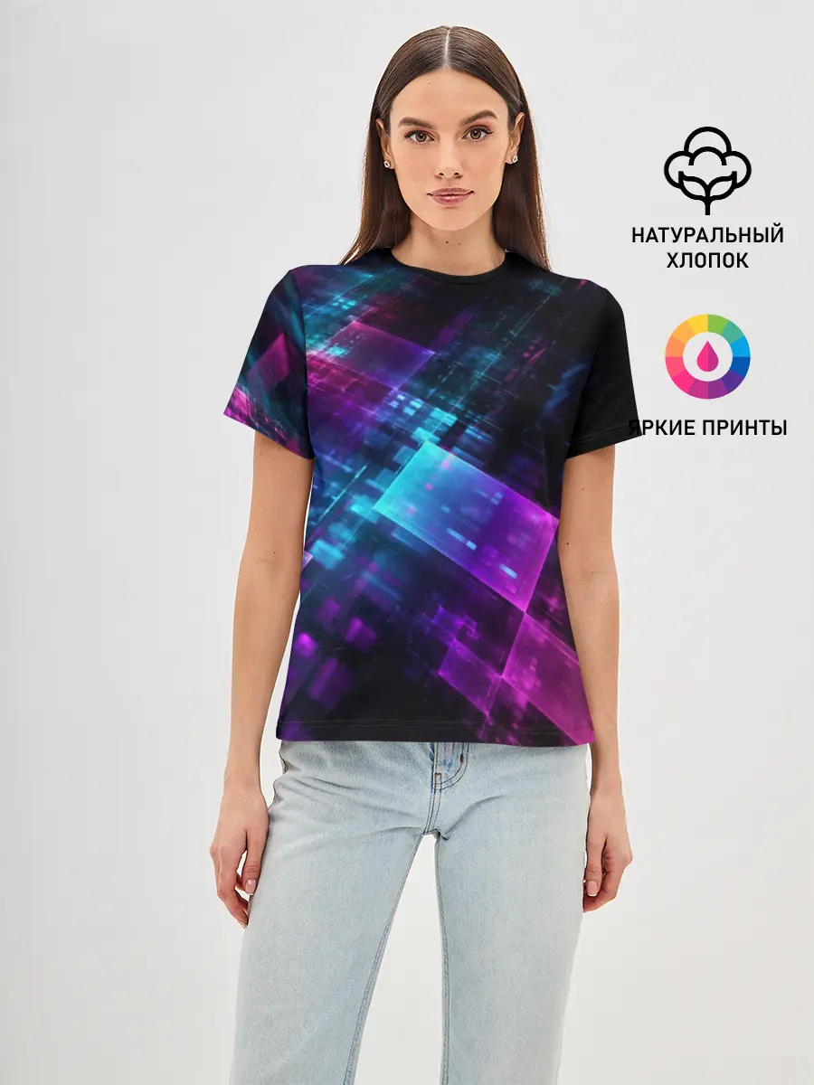Женская базовая футболка / Неоновая абстракция