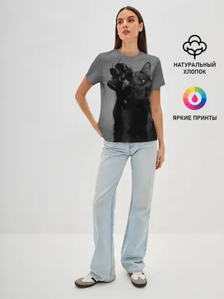 Женская базовая футболка / Котик