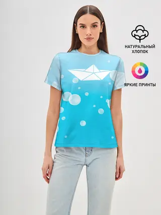 Женская базовая футболка / Бумажный кораблик