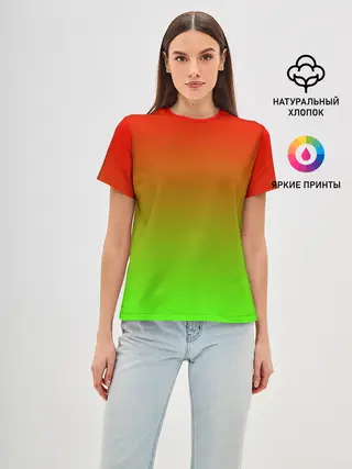 Женская базовая футболка / Градиент Яблоко