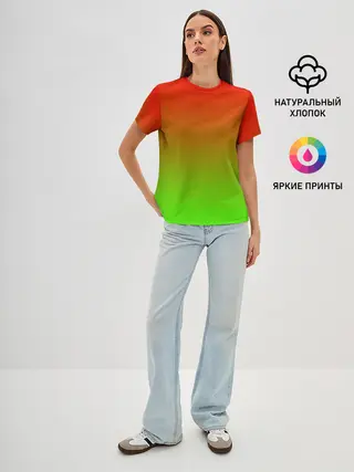 Женская базовая футболка / Градиент Яблоко