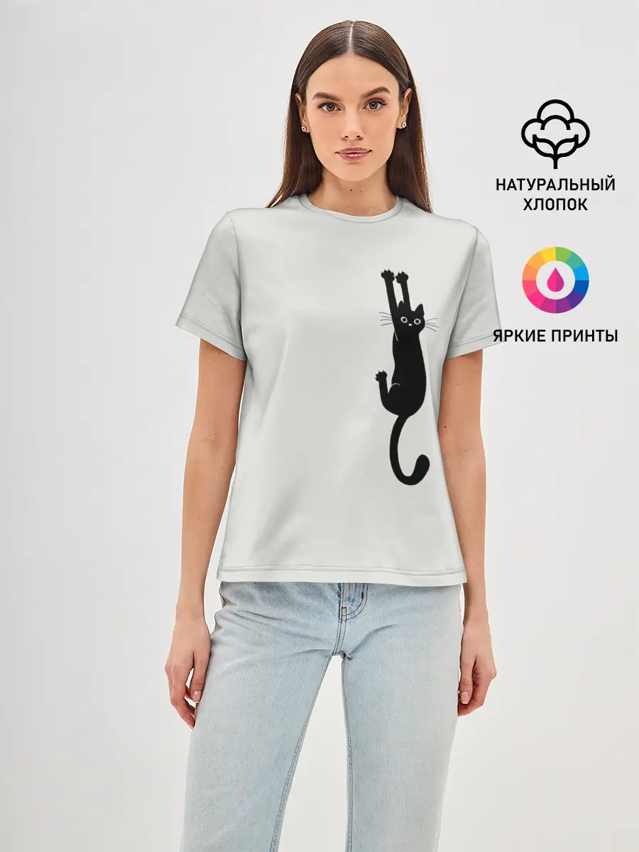 Женская базовая футболка / Испуганный кот