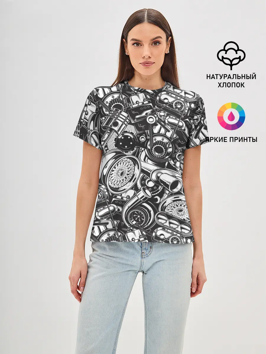Женская базовая футболка / Автомобильные детали