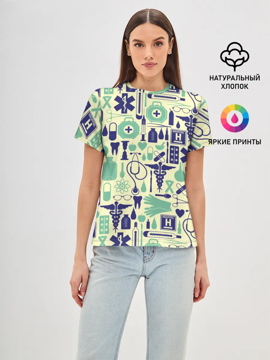 Женская базовая футболка / Медицина | Паттерн
