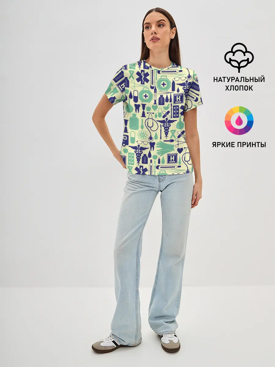 Женская базовая футболка / Медицина | Паттерн