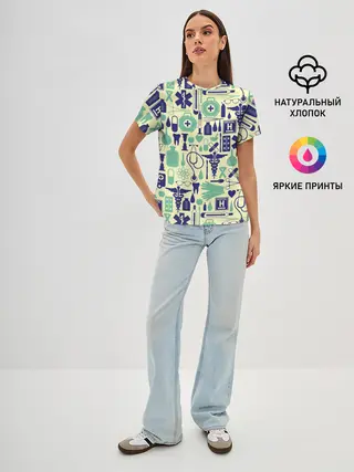 Женская базовая футболка / Медицина | Паттерн