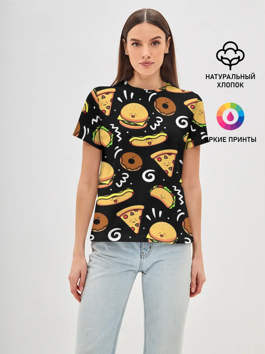 Женская базовая футболка / Фастфуд
