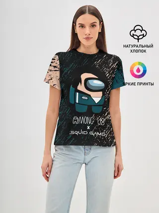 Женская базовая футболка / Among us в Игре в кальмара