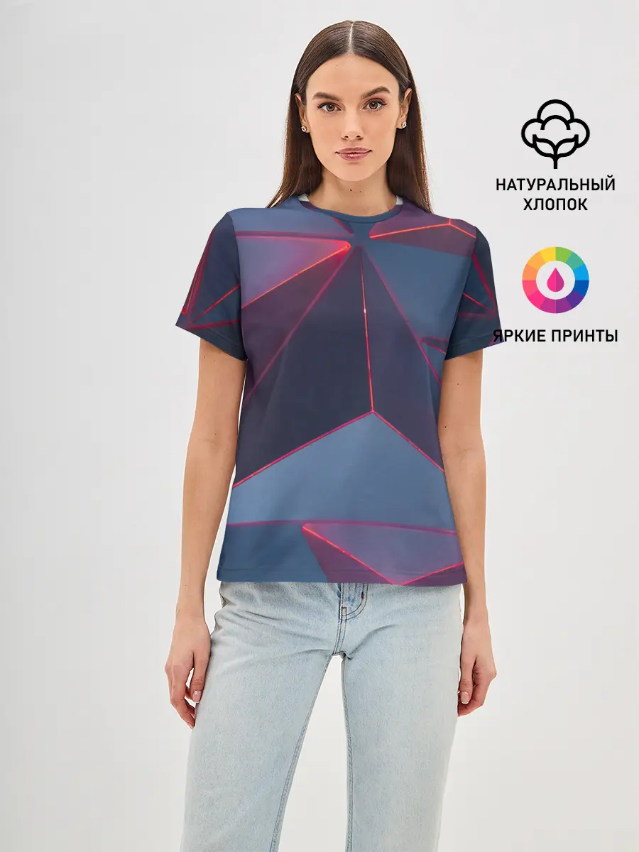 Женская базовая футболка / Неоновый треугольник.