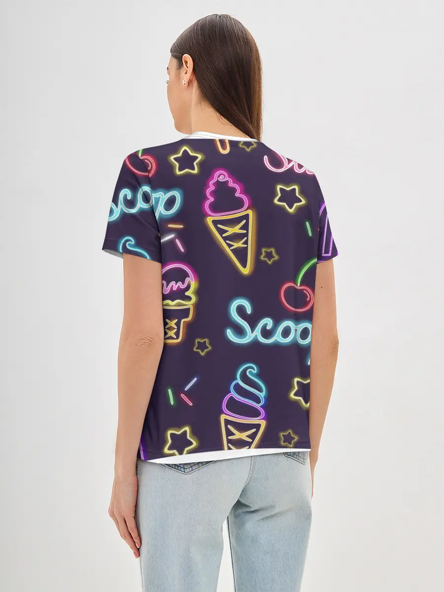 Женская базовая футболка / Мороженное неон