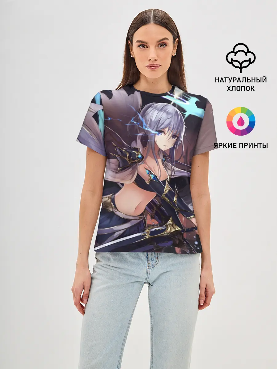 Женская базовая футболка / ФЭНТЕЗИ АНИМЕ-ВОИТЕЛЬНИЦА