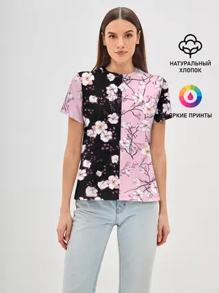 Женская базовая футболка / САКУРА | SAKURA | ВИШНЯ