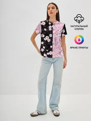 Женская базовая футболка / САКУРА | SAKURA | ВИШНЯ