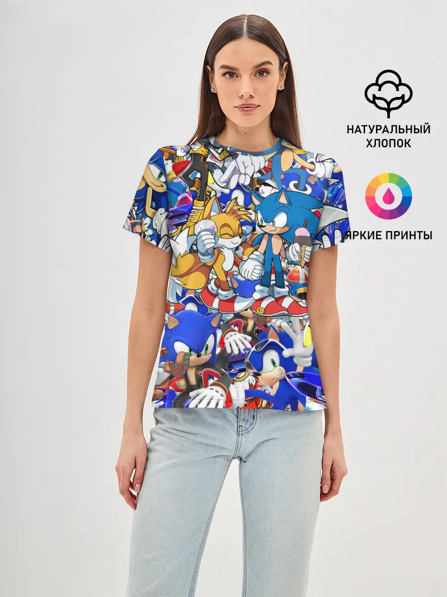 Женская базовая футболка / SONIC PATTERN | СОНИК