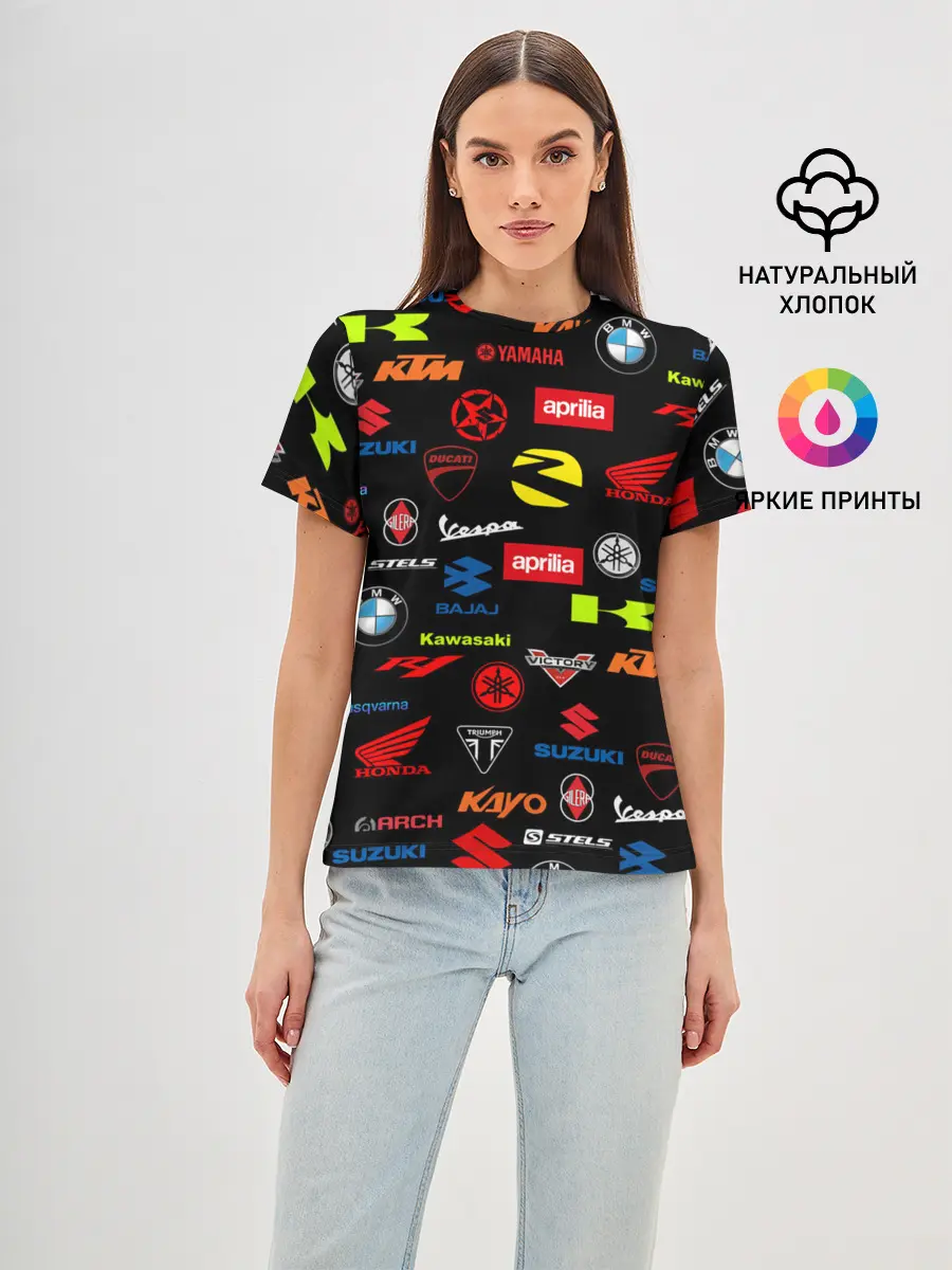 Женская базовая футболка / Motorcycle pattern | Мото паттерн