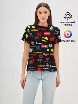 Женская базовая футболка / Motorcycle pattern | Мото паттерн