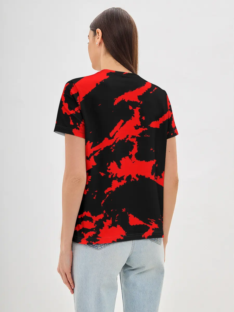 Женская базовая футболка / Красный на черном