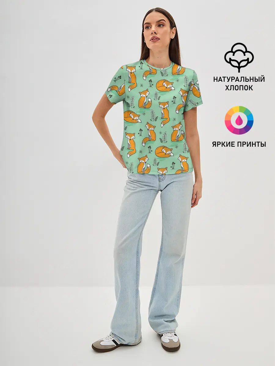 Женская базовая футболка / Лиса с Грибами