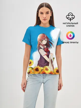 Женская базовая футболка / Саю и Подсолнухи