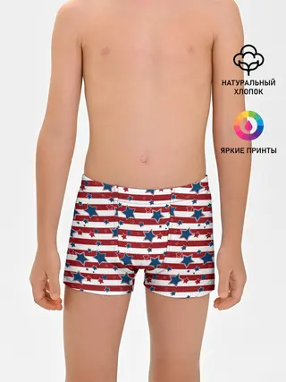 Трусы для мальчиков / Синие звезды на полосатом фоне