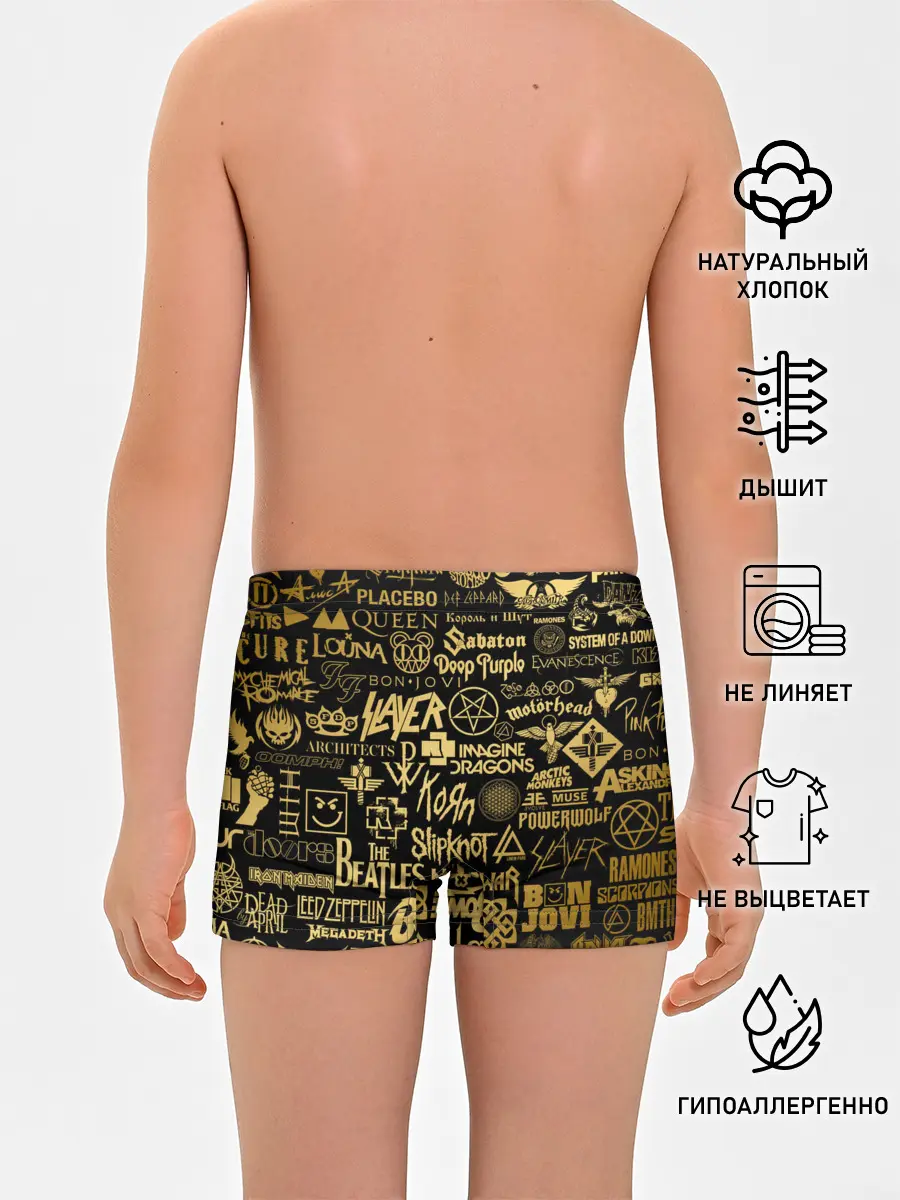 Трусы для мальчиков / ЛОГОТИПЫ РОК ГРУПП GOLD