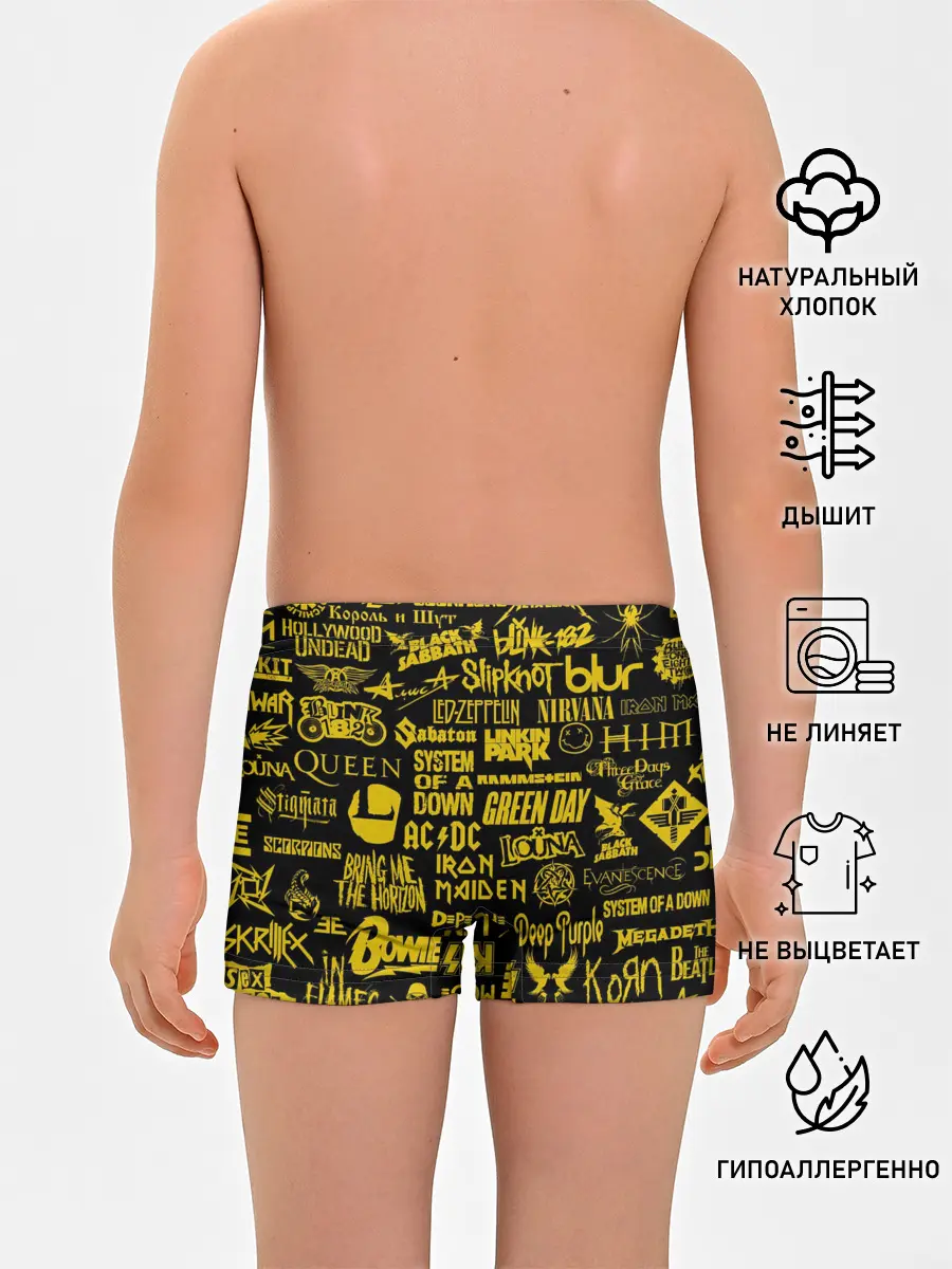 Трусы для мальчиков / Логотипы рок групп GOLD
