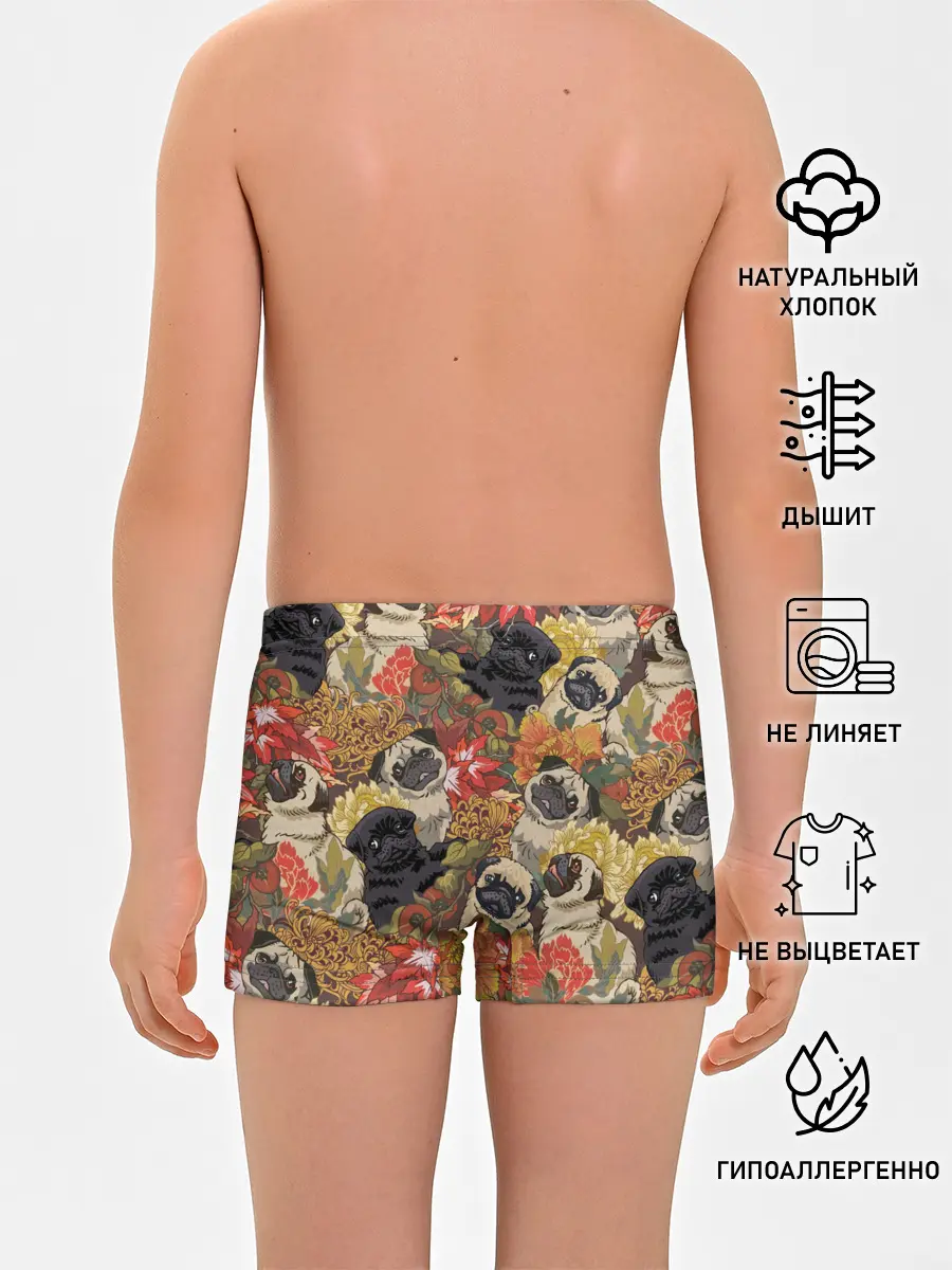 Трусы для мальчиков / Мопсики | Цветочки