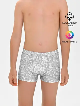 Трусы для мальчиков / Белые цветы