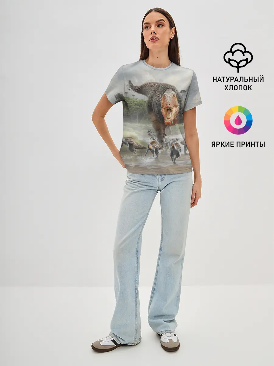 Женская базовая футболка / Т-Рекс | Динозавр | Dino
