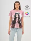 Женская базовая футболка / Незуко розовый