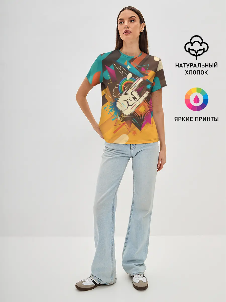Женская базовая футболка / Распальцовка music