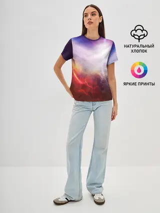 Женская базовая футболка / Звезды в неоне