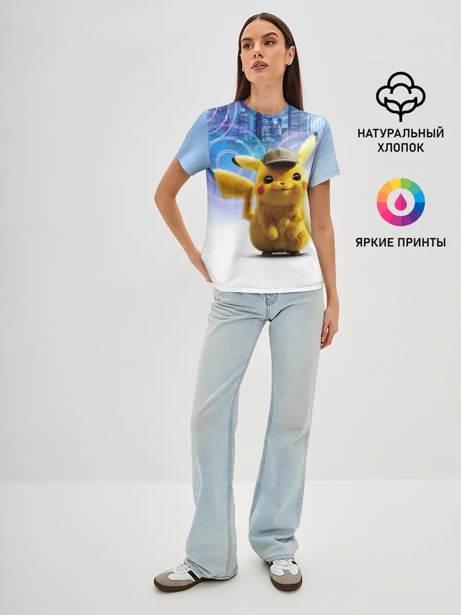 Женская базовая футболка / Pikachu Detective