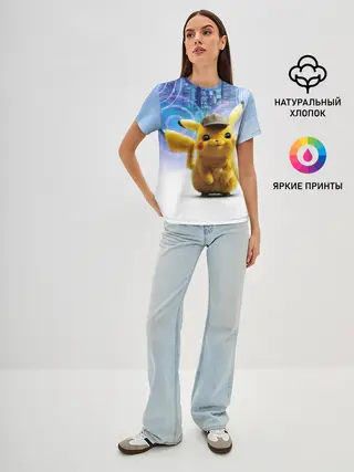 Женская базовая футболка / Pikachu Detective
