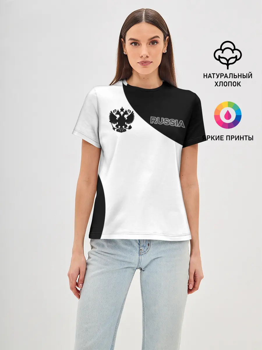Женская базовая футболка / Россия Black&White