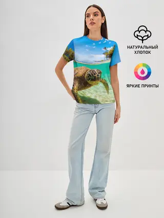 Женская базовая футболка / Морская черепашка