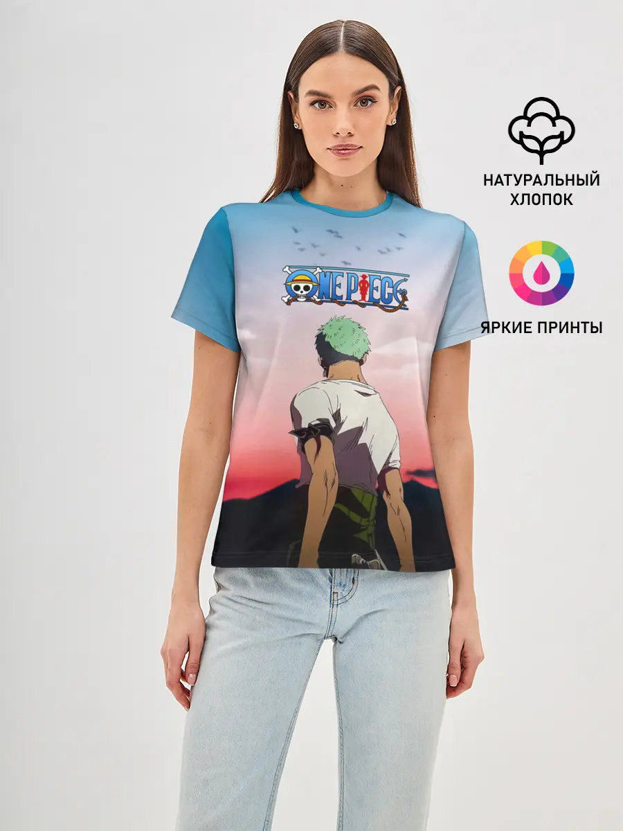 Женская базовая футболка / Ророноа Зоро эпичный One Piece