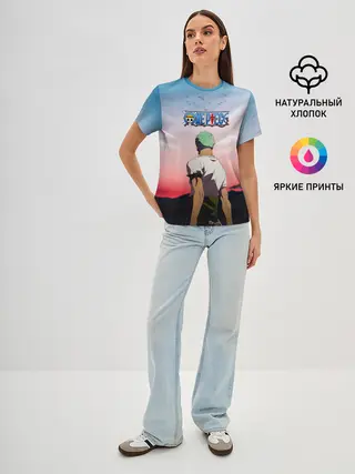 Женская базовая футболка / Ророноа Зоро эпичный One Piece