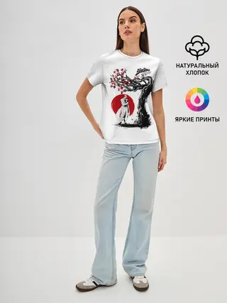 Женская базовая футболка / Дзётаро сакура