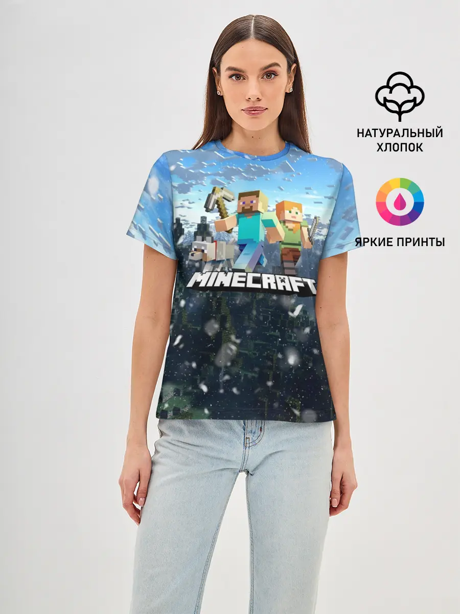 Женская базовая футболка / Minecraft / Майнкрафт