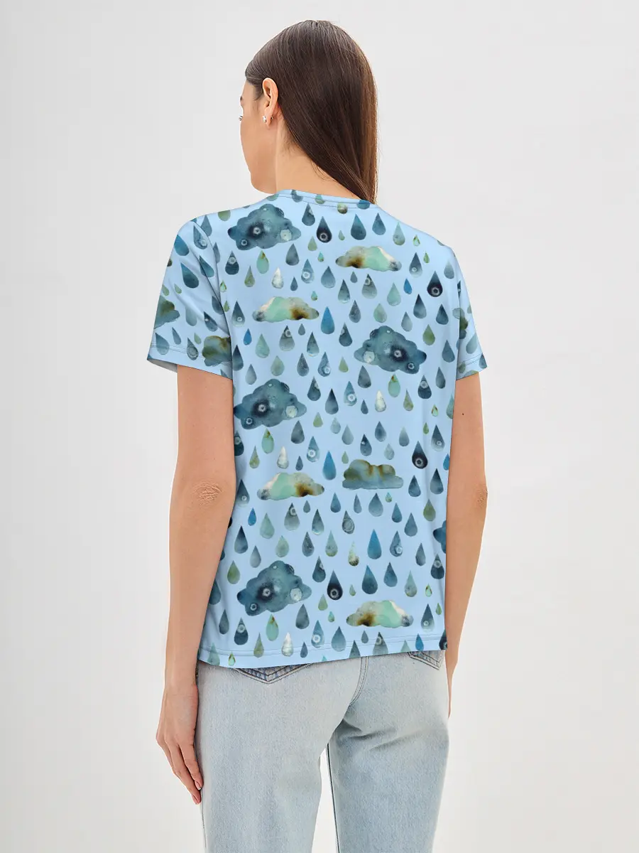 Женская базовая футболка / Дождливая осень.Тучки и дождь