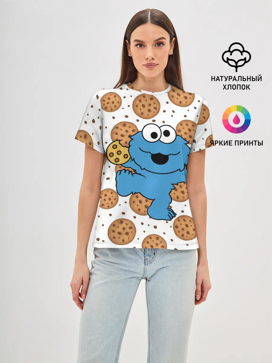 Женская базовая футболка / Cookie monster