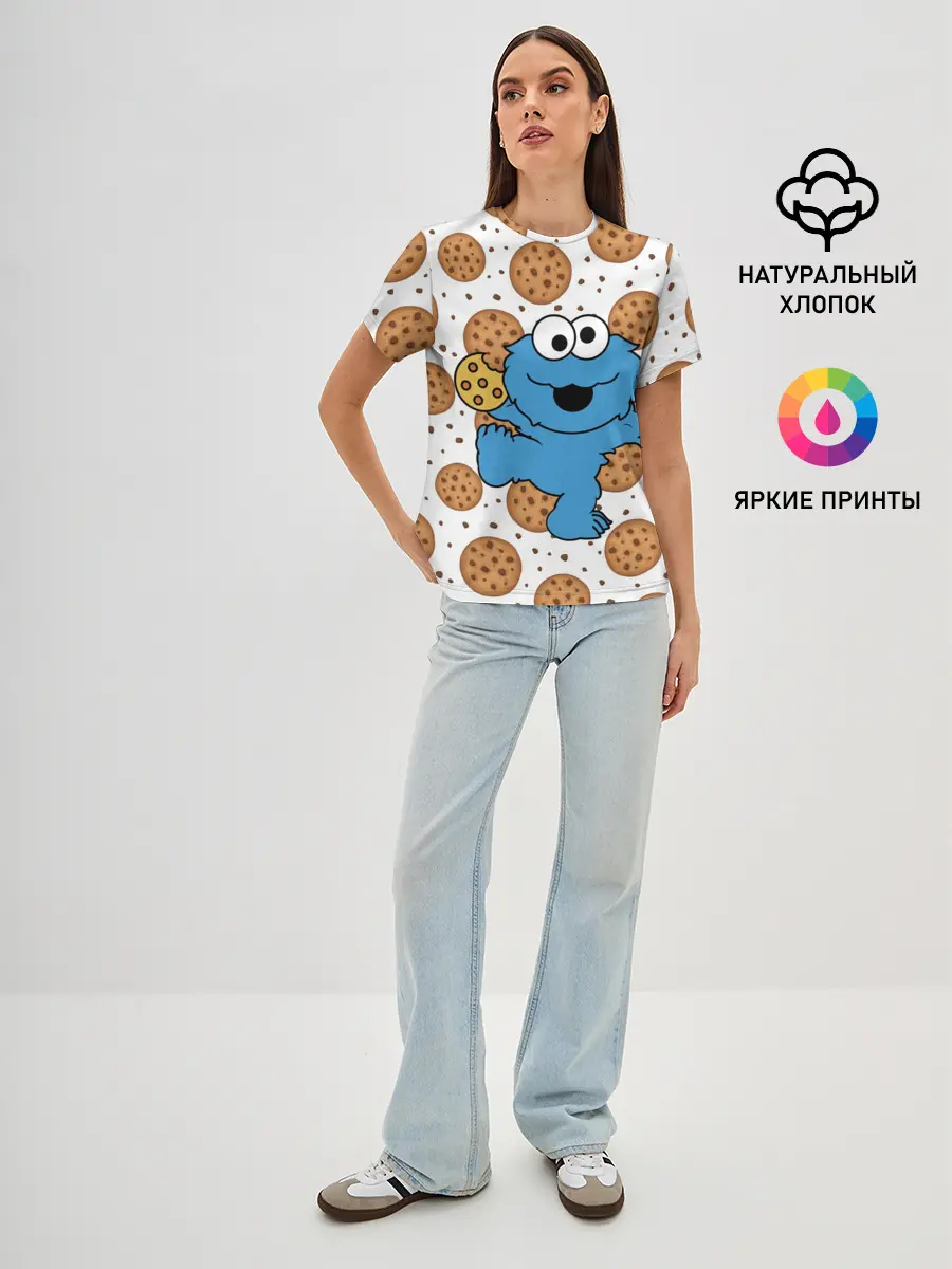 Женская базовая футболка / Cookie monster