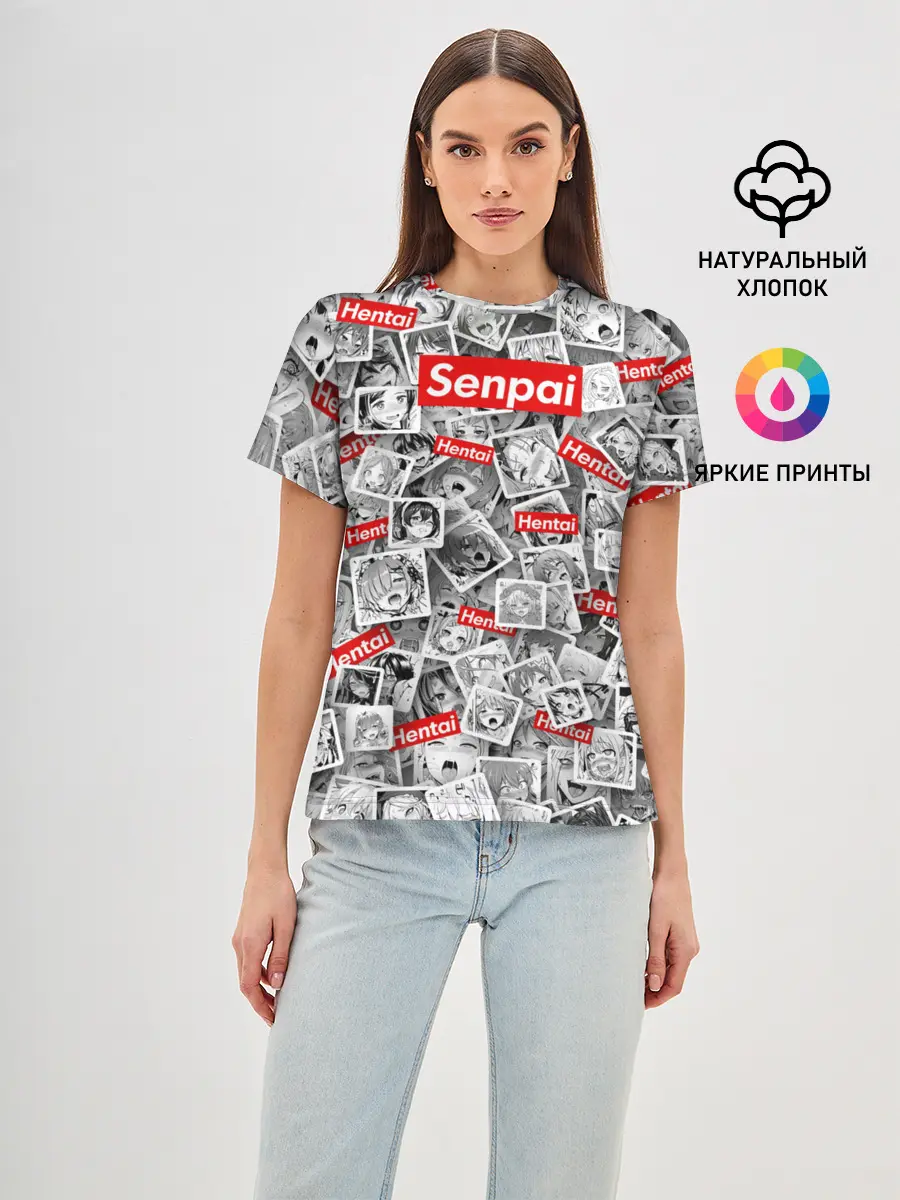 Женская базовая футболка / Hentai senpai