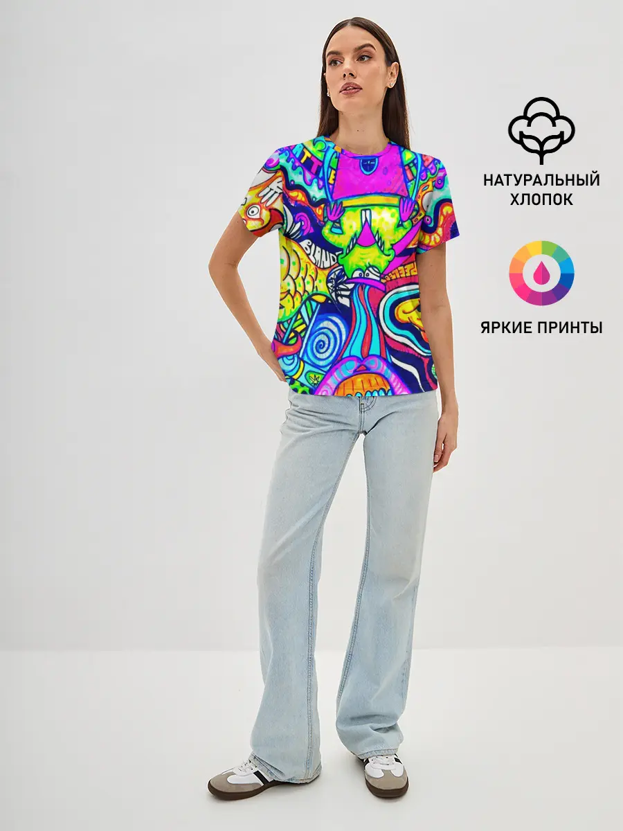 Женская базовая футболка / КИСЛОТНЫЕ РИСУНОК
